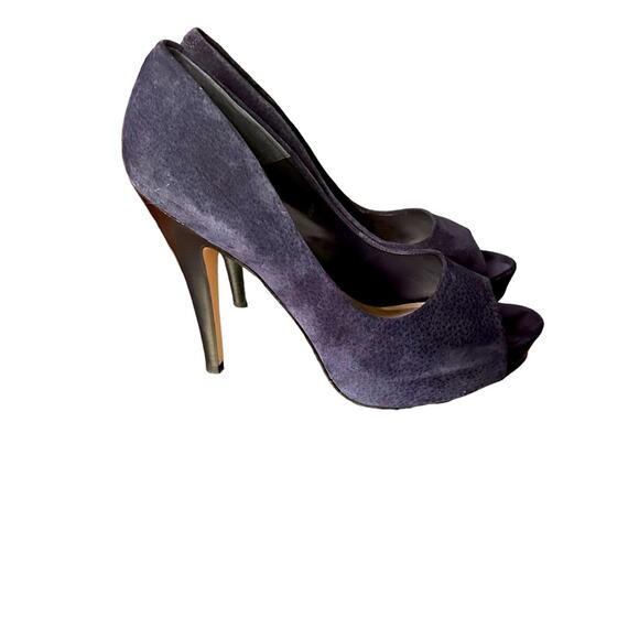 Marco Santi Navy Suede Peep Toe Stiletto Heels, size 9.5 - Picture 2 of 9